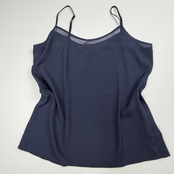 The Limited Tops - The Limited Navy Blue Sheer Mesh Trim Camisole Top Adjustable Straps Medium
